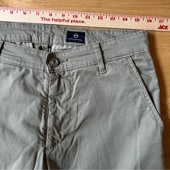 Ag Adriano Goldschmied Lux Khaki Tailored Trousers Mens Straight Leg Lt Green 31 - Picture 7 of 11